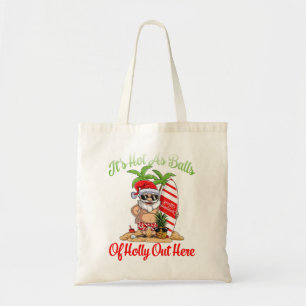 Funny Christmas In July Hot As Balls Santa Summer Tote Bag