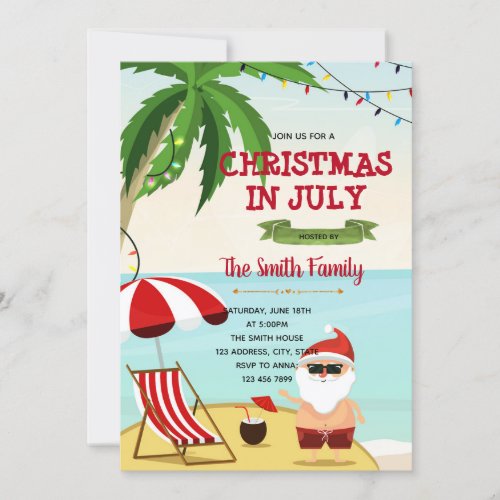 Funny christmas in july invitation