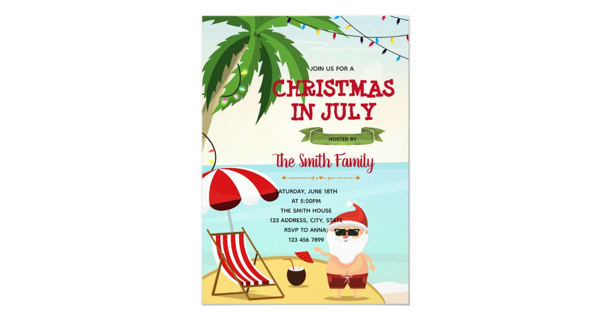 Funny christmas in july invitation