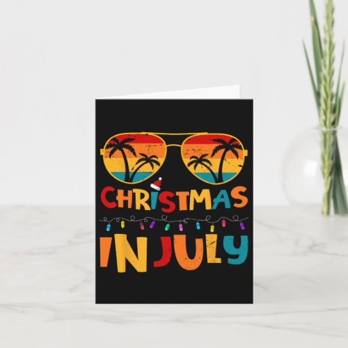 Funny Christmas In July Santa Hat Sunglasses Summe Card