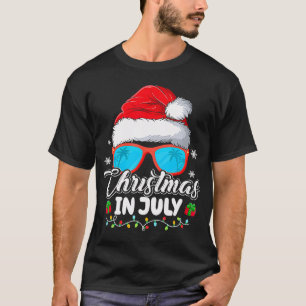 Funny Christmas in July Santa Hat Sunglasses T-Shirt
