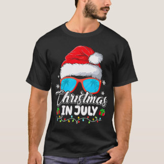 Funny Christmas in July Santa Hat Sunglasses T-Shirt
