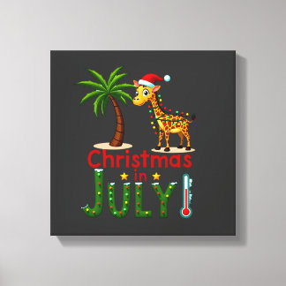Funny Christmas in July Shirt Santa Giraffe Palm T Canvas Print