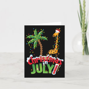 Funny Christmas In July Shirt Santa Giraffe Palm T Card