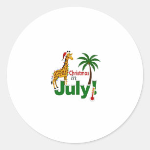 Funny Christmas in July Shirt Santa Giraffe Palm T Classic Round Sticker