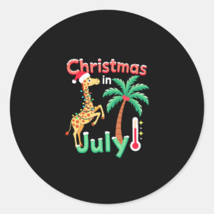 Funny Christmas in July Shirt Santa Giraffe Palm T Classic Round Sticker