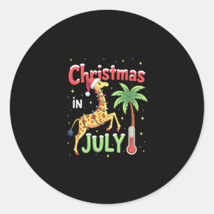 Funny Christmas in July Shirt Santa Giraffe Palm T Classic Round Sticker