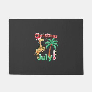 Funny Christmas in July Shirt Santa Giraffe Palm T Doormat