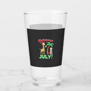 Funny Christmas in July Shirt Santa Giraffe Palm T Glass