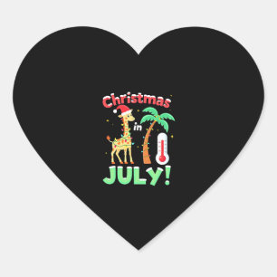 Funny Christmas in July Shirt Santa Giraffe Palm T Heart Sticker