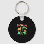 Funny Christmas in July Shirt Santa Giraffe Palm T Keychain