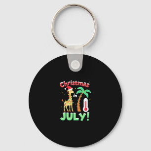 Funny Christmas in July Shirt Santa Giraffe Palm T Keychain