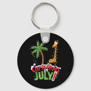 Funny Christmas In July Shirt Santa Giraffe Palm T Keychain