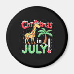 Funny Christmas in July Shirt Santa Giraffe Palm T Magnet