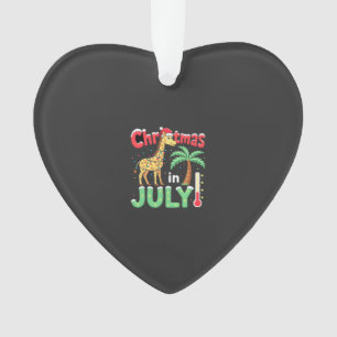 Funny Christmas in July Shirt Santa Giraffe Palm T Ornament