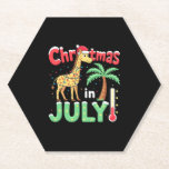 Funny Christmas in July Shirt Santa Giraffe Palm T Paper Coaster