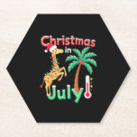 Funny Christmas in July Shirt Santa Giraffe Palm T Paper Coaster