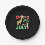 Funny Christmas in July Shirt Santa Giraffe Palm T Paper Plates