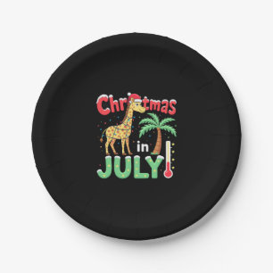 Funny Christmas in July Shirt Santa Giraffe Palm T Paper Plates