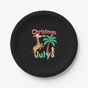 Funny Christmas in July Shirt Santa Giraffe Palm T Paper Plates