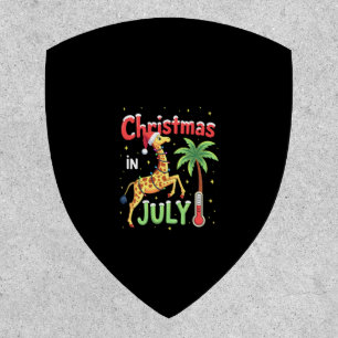 Funny Christmas in July Shirt Santa Giraffe Palm T Patch