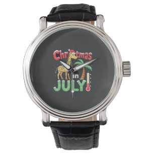 Funny Christmas in July Shirt Santa Giraffe Palm T Watch