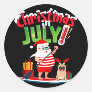 Funny christmas in july shirt summer beach classic round sticker