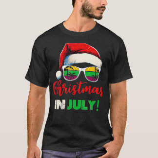 Funny Christmas in July Summer Santa Sunglasses X T-Shirt
