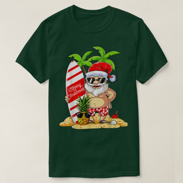 Funny Christmas in July Summer Santa Sunglasses Xm T-Shirt (Design Front)