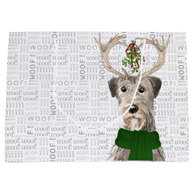 Funny Christmas Irish Wolfhound Dog Lover Large Gift Bag (Front)