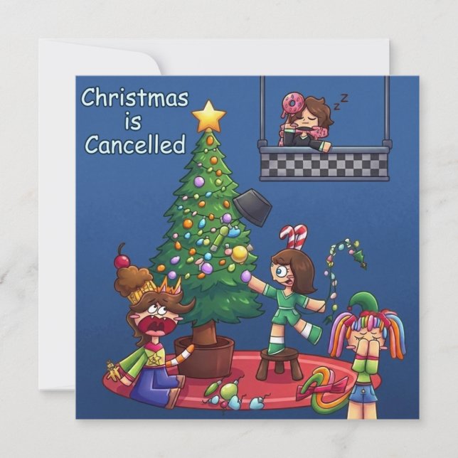 Funny Christmas is Cancelled Chibi Characters Stic (Front)