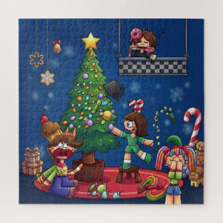 Funny Christmas is Cancelled Chibi Characters Stic Jigsaw Puzzle