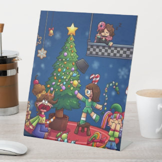 Funny Christmas is Cancelled Chibi Characters Stic Pedestal Sign