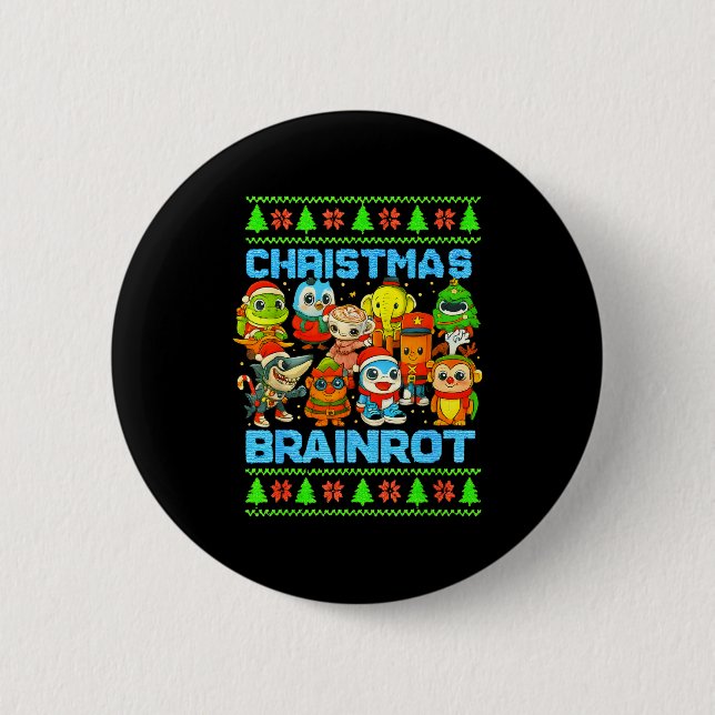 Funny Christmas Italian Brain Rot Italian Brainrot Button (Front)