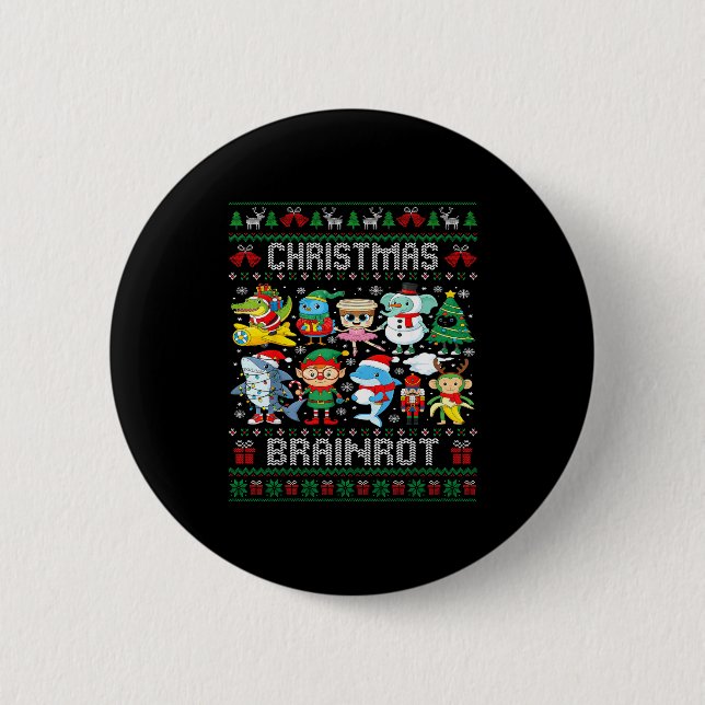 Funny Christmas Italian Brain Rot Italian Brainrot Button (Front)