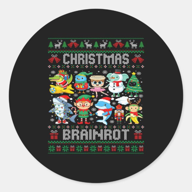 Funny Christmas Italian Brain Rot Italian Brainrot Classic Round Sticker (Front)