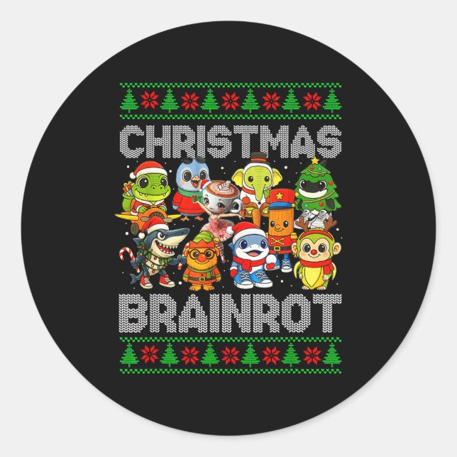 Funny Christmas Italian Brain Rot Italian Brainrot Classic Round Sticker (Front)