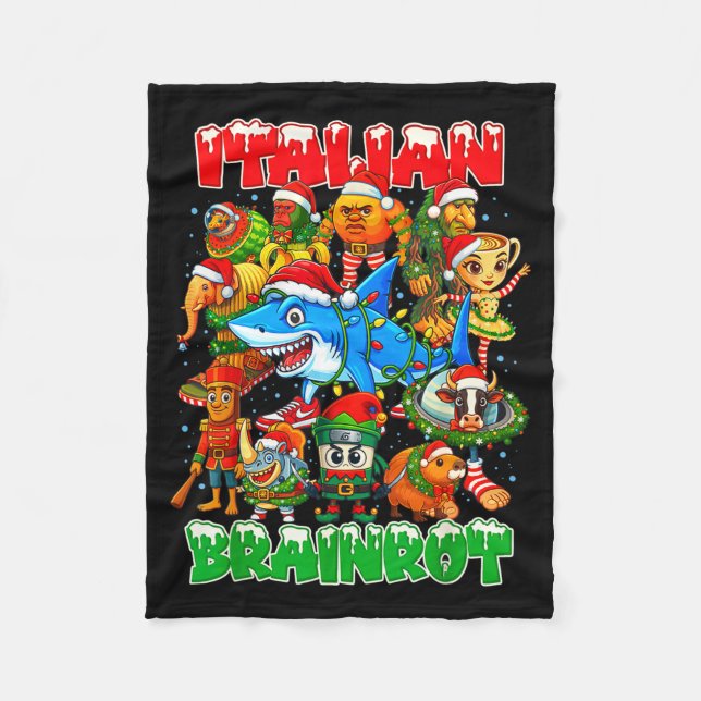 Funny Christmas Italian Brain Rot Italian Brainrot Fleece Blanket (Front)