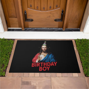 Funny Christmas Jesus Birthday Boy Doormat