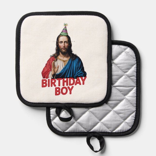 Funny Christmas Jesus Birthday Boy  Pot Holder (Front/Back)