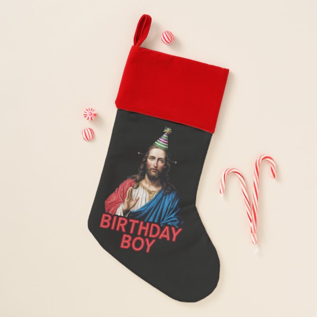 Funny Christmas Jesus Birthday Boy  Stocking (Front)