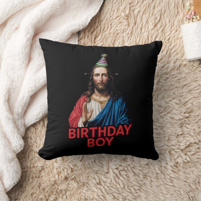 Funny Christmas Jesus Birthday Boy  Throw Pillow (Blanket)
