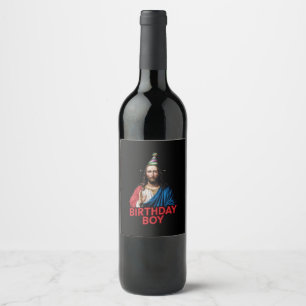 Funny Christmas Jesus Birthday Boy Wine Label