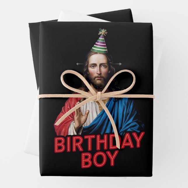 Funny Christmas Jesus Birthday Boy  Wrapping Paper Sheets (In situ)