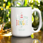 Funny Christmas Jingle Bells Rainbow Custom Name Two-Tone Coffee Mug<br><div class="desc">Funny Holiday mug reading GET YOUR JINGLE ON in a bright rainbow typography design with your custom name below.</div>