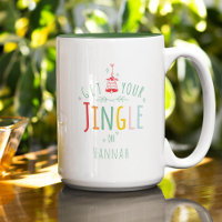 Funny Christmas Jingle Bells Rainbow Custom Name Two-Tone Coffee Mug