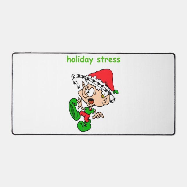Funny Christmas Joke Cute Elf Holiday Stress Desk Mat (Front)