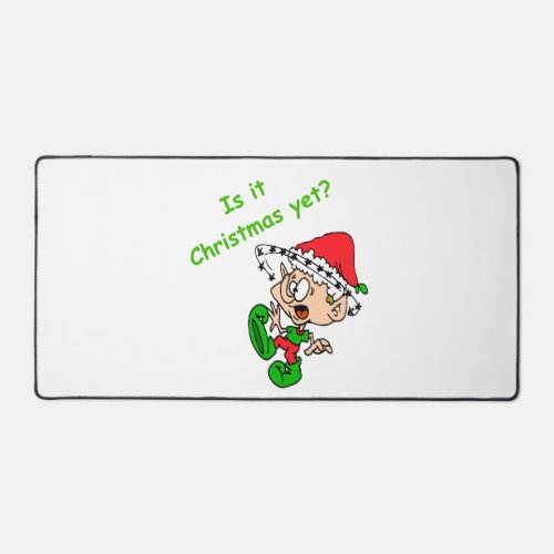 Funny Christmas Joke Overwhelmed Elf Xmas Holiday Desk Mat