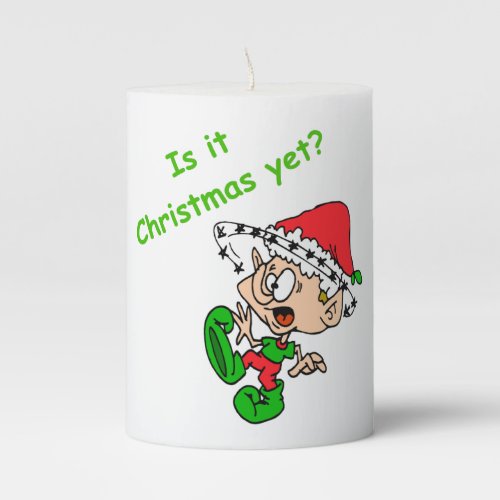 Funny Christmas Joke Overwhelmed Elf Xmas Holiday Pillar Candle