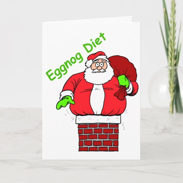 Funny Christmas Joke Santa Claus Eggnog Diet Holiday Card (Front)